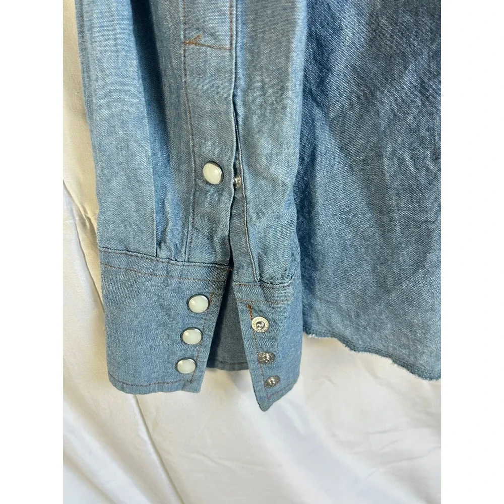 Wrangler Mens Long Sleeve Denim Western Shirt XXL‎ Blue Cotton Western Style - Picture 6 of 8